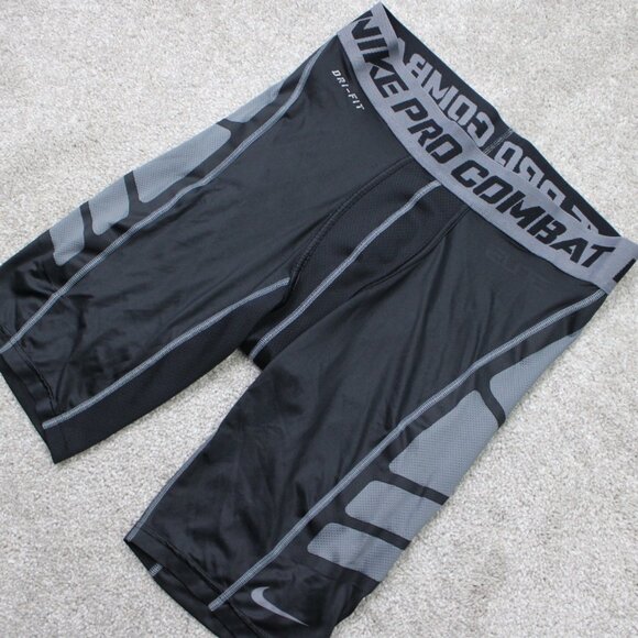 NIKE Pro Combat Shorts Mens XL Black Elite Dri-Fit Compression gym workout - Picture 3 of 8